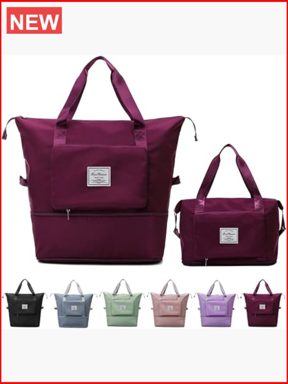 Large Capacity Folding Travel Duffel Bag Waterproof Weekender Overnight Gym Tote